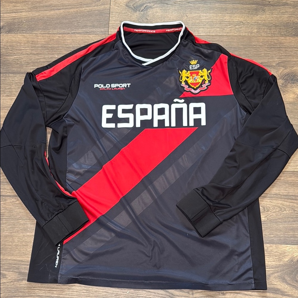 Polo Sport Ralph Lauren Black and Red España Soccer Jersey